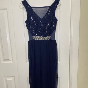 Lovely Navy Blue Dress - Maxi Dress - Lace Dress Gown size 3-small